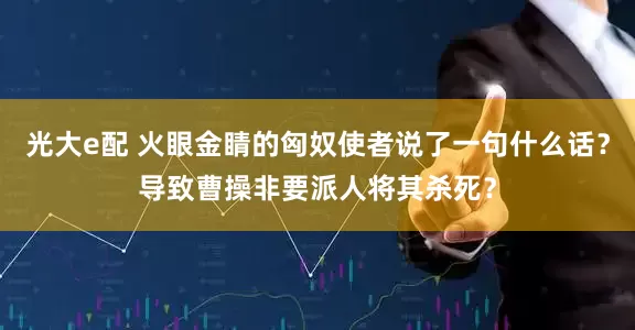 光大e配 火眼金睛的匈奴使者说了一句什么话？导致曹操非要派人将其杀死？